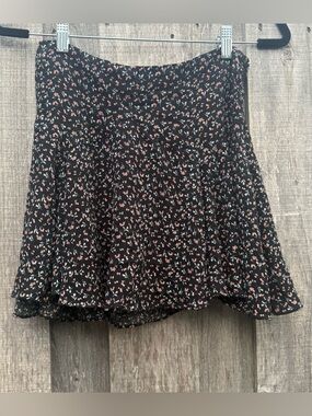 Kimchi Blue Floral Mini Skirt Black Pink Y2K Flowy Twirl Size 2